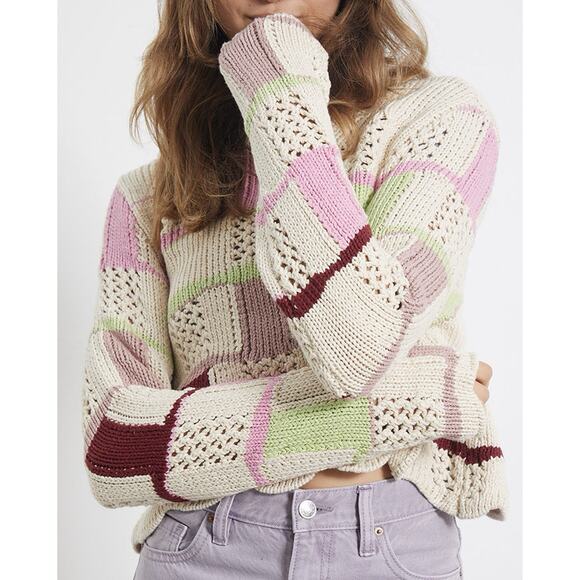 Pacsun LA Hearts Mixed Messages Checker Sweater Womens Small Cottagecore Spring - Picture 1 of 10